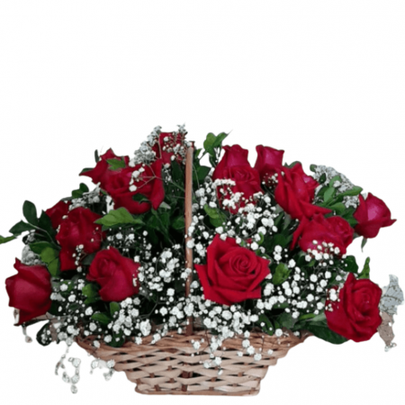 Cesta de 12 Rosas Vermelhas Premium